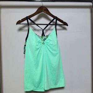 Gerry Mint Green Tank Top With Built In Neon Yellow and Green Bra Size Medium